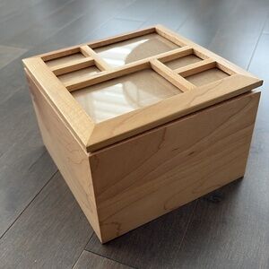 UMBRA Multi Photo Storage Box, Sliding Frame Lid, Trinkets Memory Wood Decor